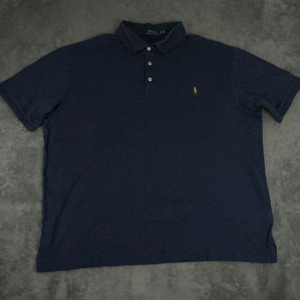 Polo Ralph Lauren Polo Shirt Mens XLT Navy Blue‎ Short Sleeve Flesh Pony Logo